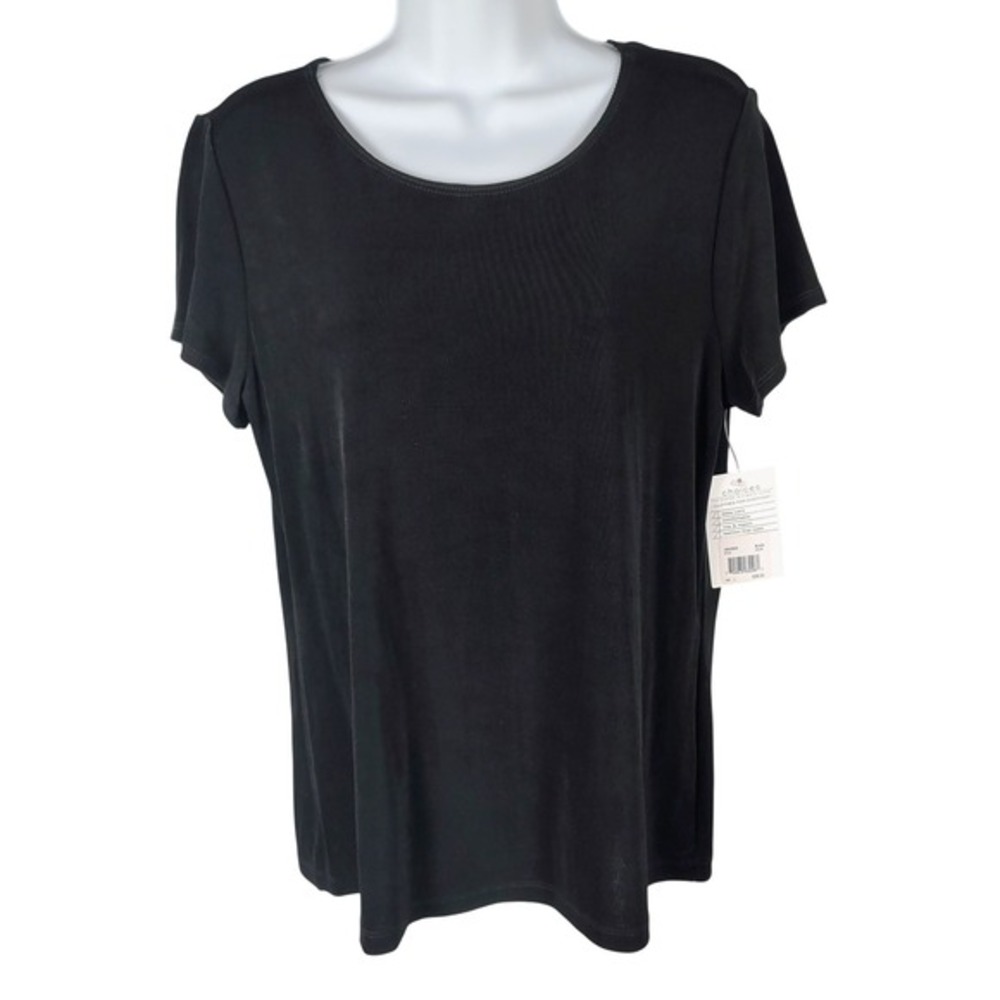 Choices Black Short‎ Sleeve Scoop Neck Stretch Top L NEW minimalist capsule